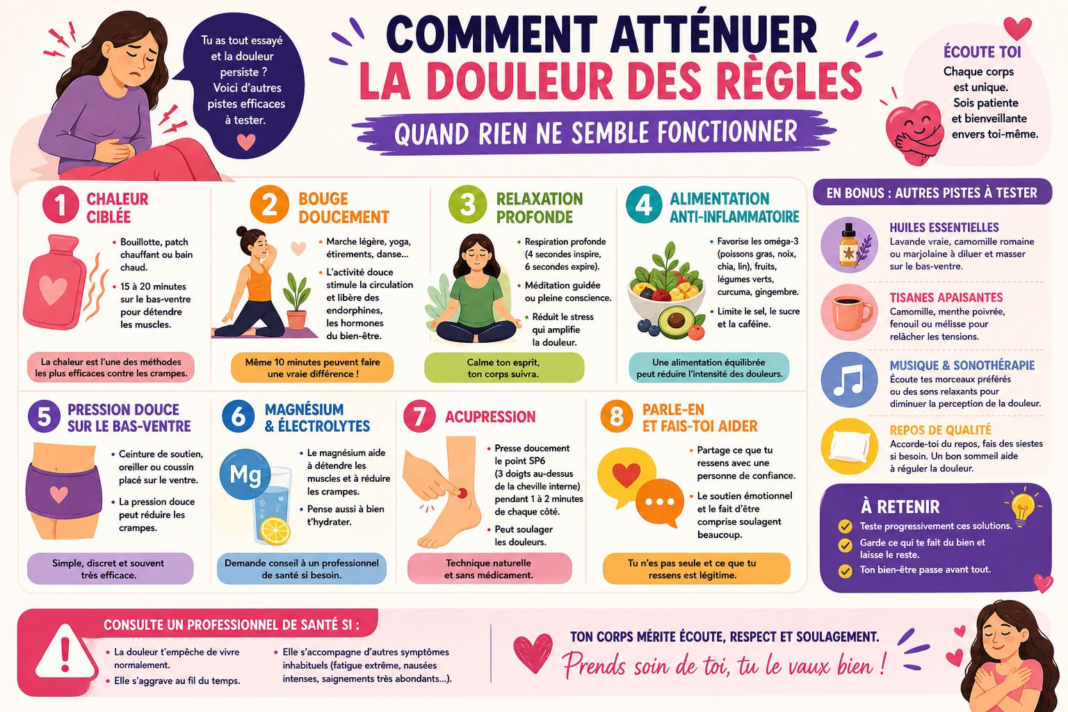 Infographie : Comment atténuer la douleur des règles quand rien ne semble fonctionner