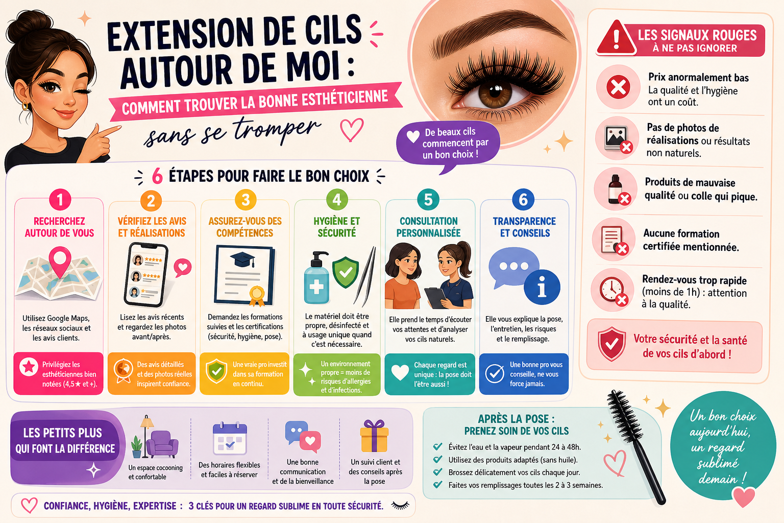 Infographie : Extension de cils autour de moi : comment trouver la bonne esthéticienne sans se tromper
