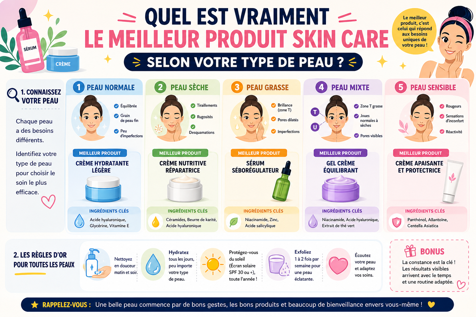 Infographie : Quel est vraiment le meilleur produit skin care selon votre type de peau ?