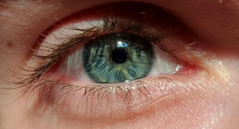 Femme aux cils vert émeraude en gros plan lumière naturelle